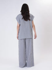 Camicia coreana righe bianco/blu