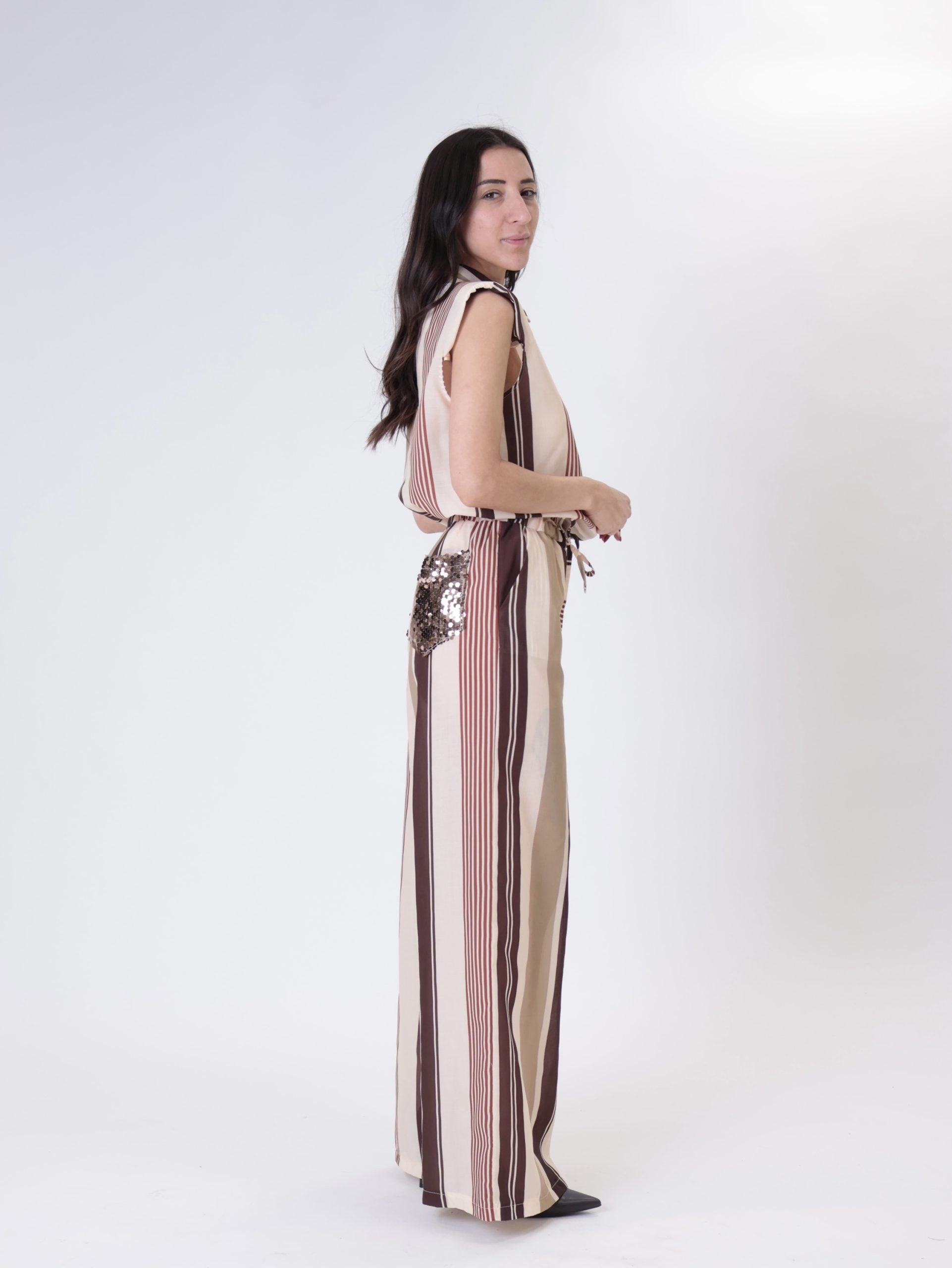 Brown sequin pocket minipants