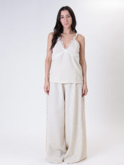 Top riga bordo pizzo beige