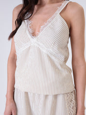 Top riga bordo pizzo beige