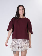 T-shirt spacco manica bordeaux