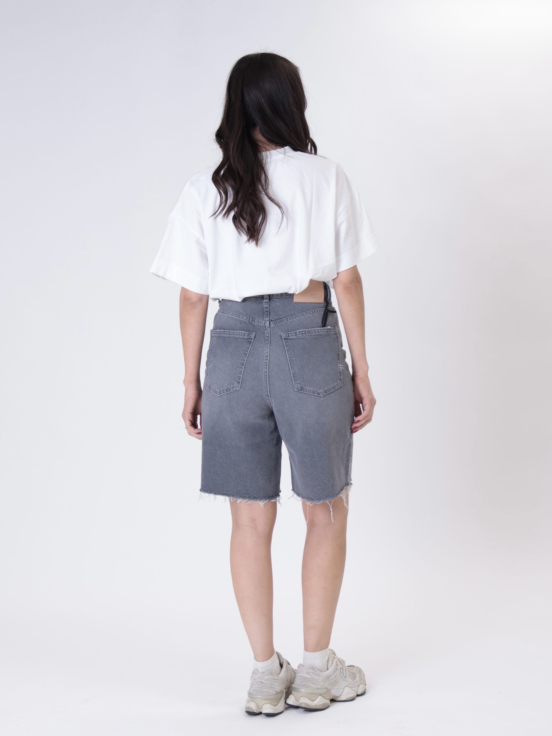 Grey denim shorts