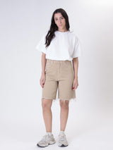 Beige denim shorts
