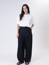 Pantalone lady nero 100% lino