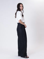Pantalone lady nero 100% lino