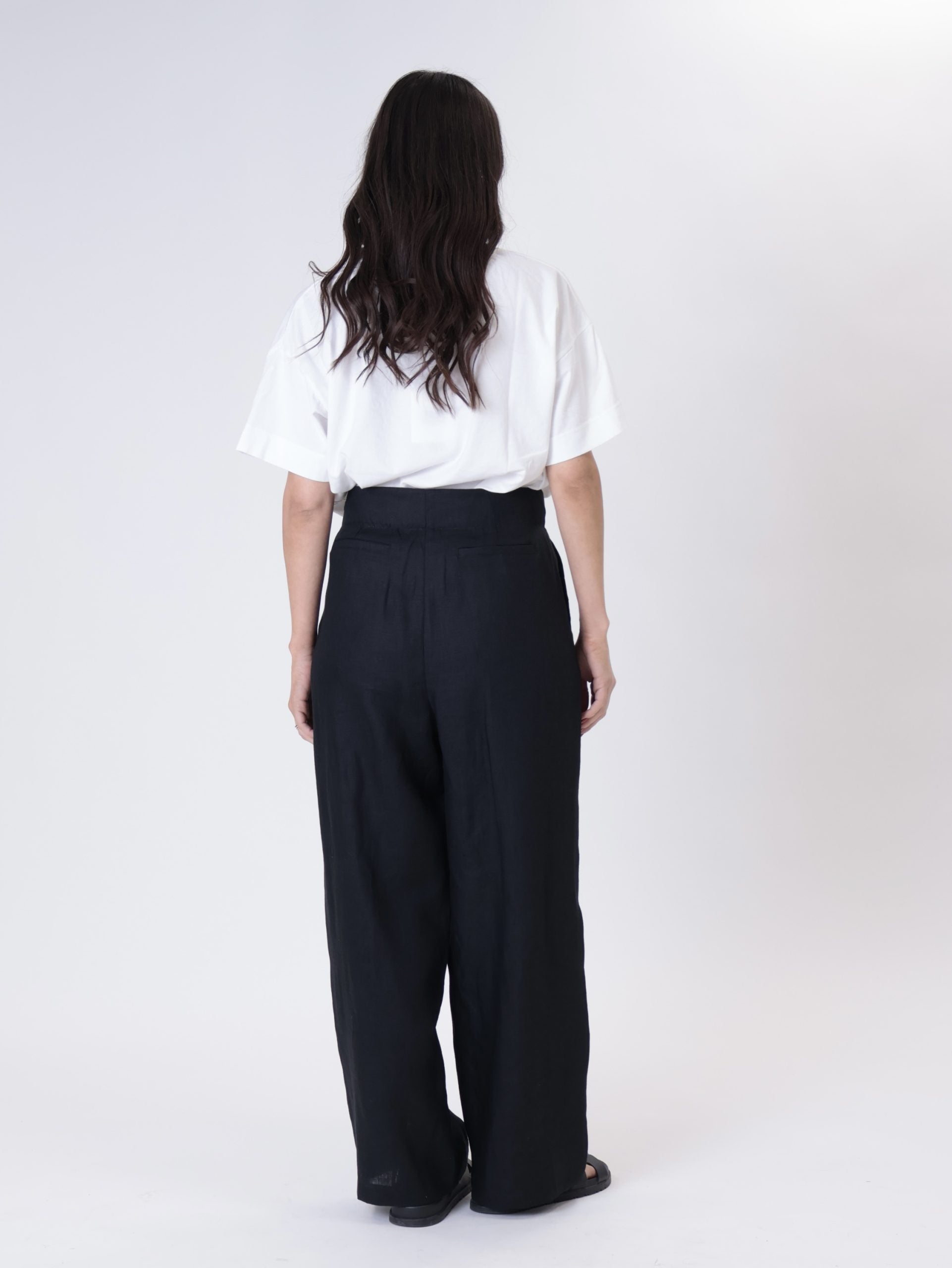 Pantalone lady nero 100% lino