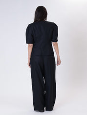 Pantalone lady nero 100% lino