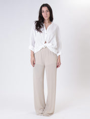 Long-sleeved shirt 100% white linen