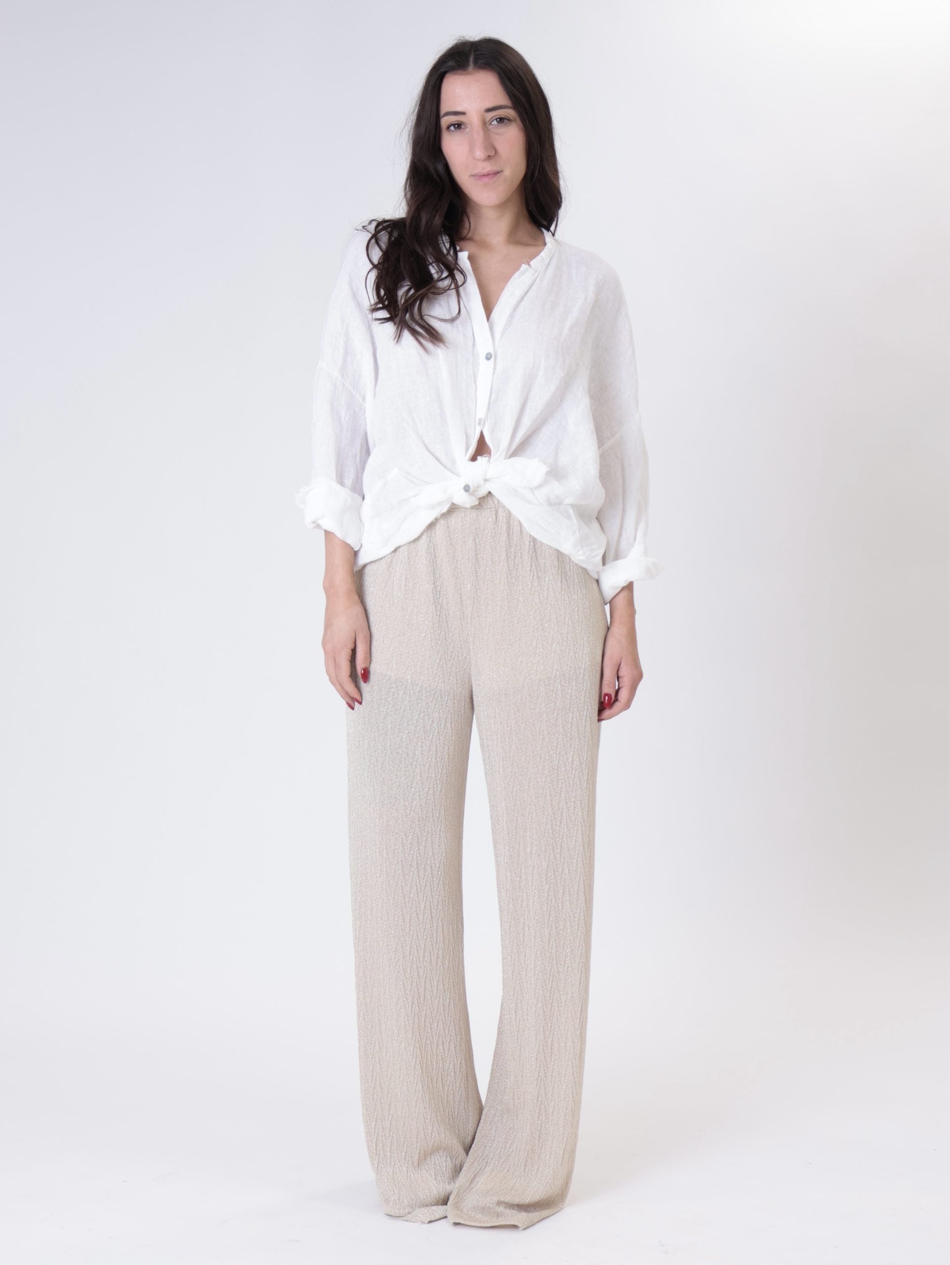 Long-sleeved shirt 100% white linen