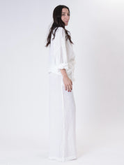 Long-sleeved shirt 100% white linen