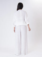 Long-sleeved shirt 100% white linen