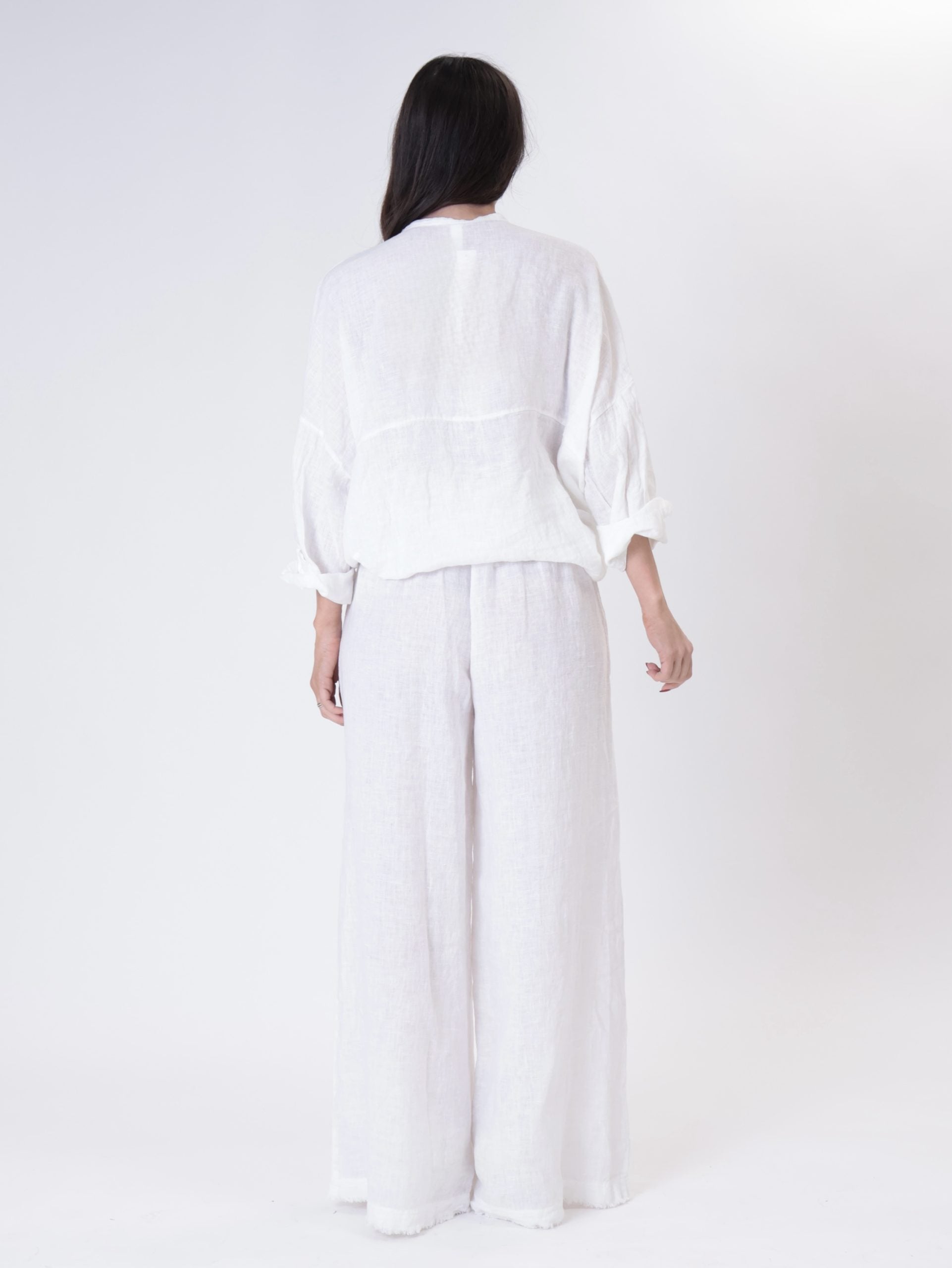 Long-sleeved shirt 100% white linen