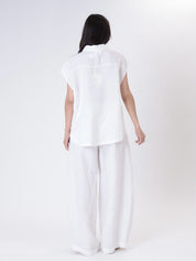 Sleeveless shirt 100% white linen