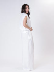 Pantalone pinces 100% lino bianco