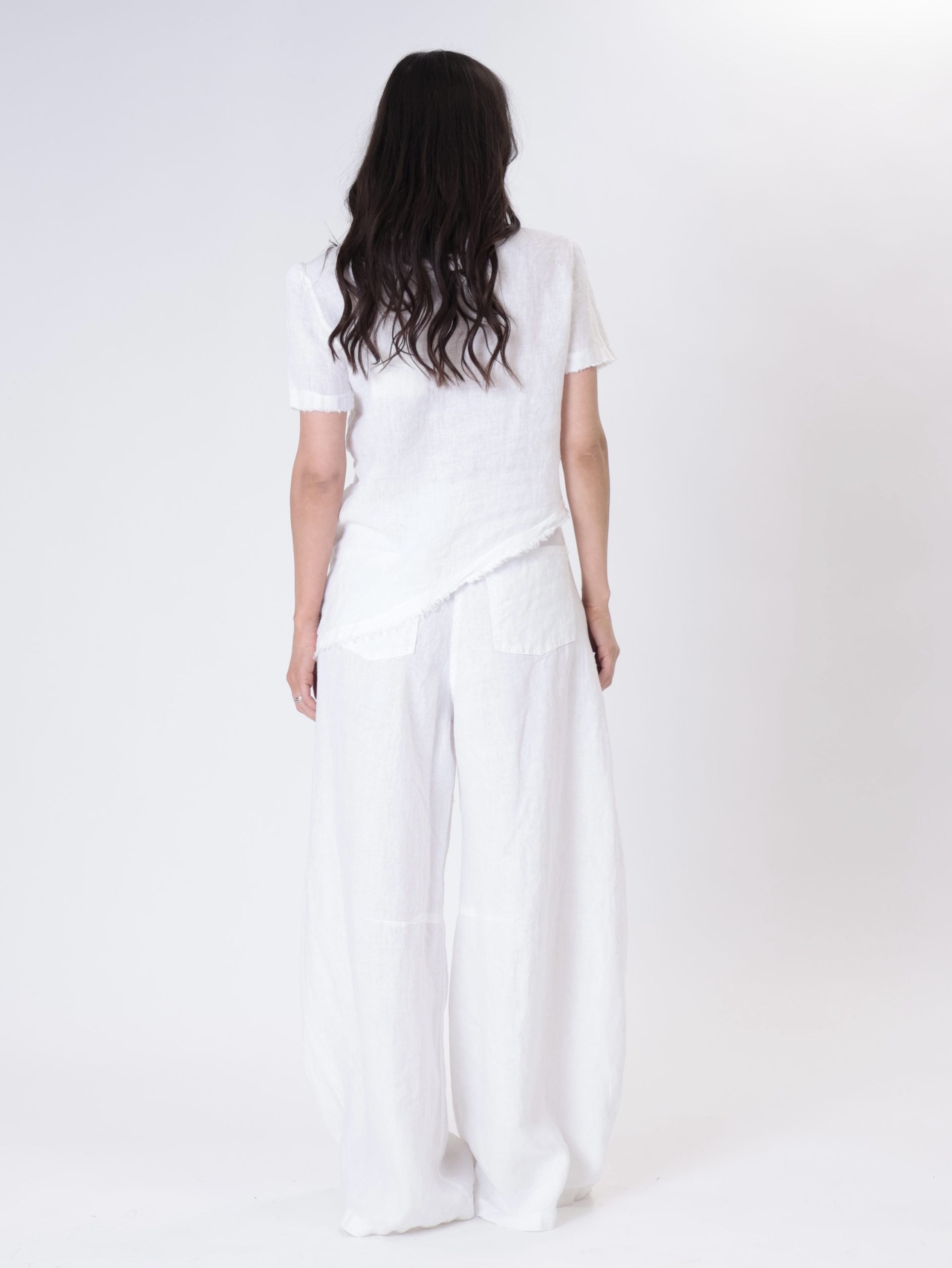 T-shirt svasata 100% lino bianco
