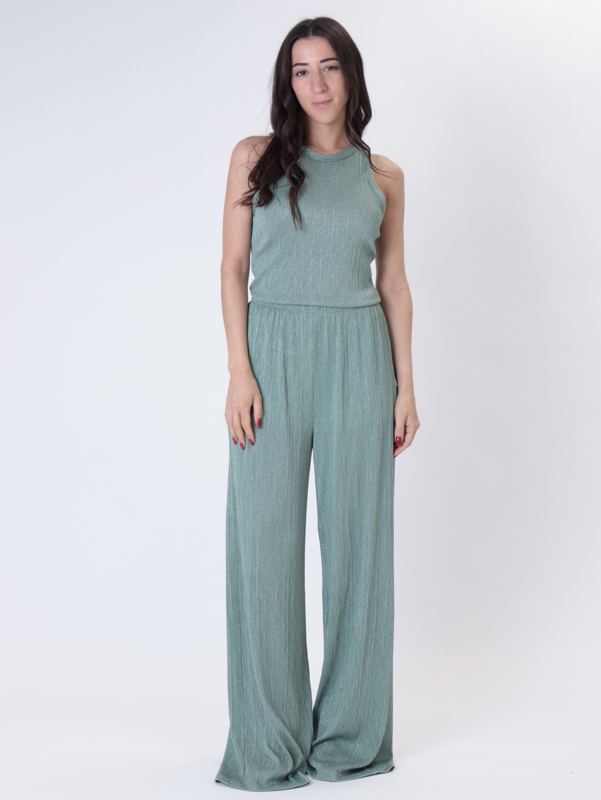 Aqua striped lurex top