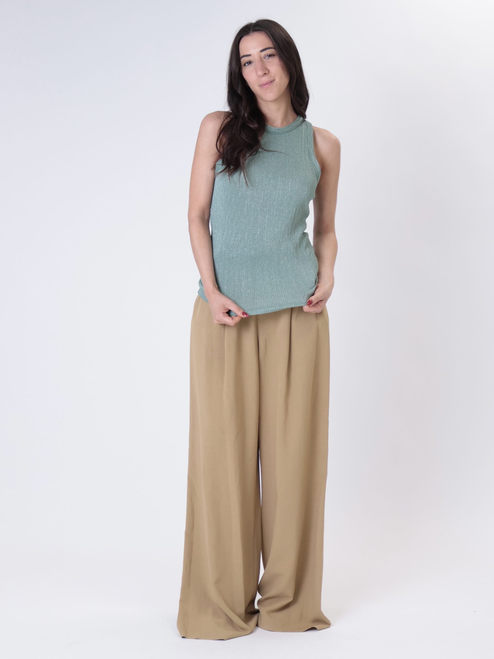 Aqua striped lurex top