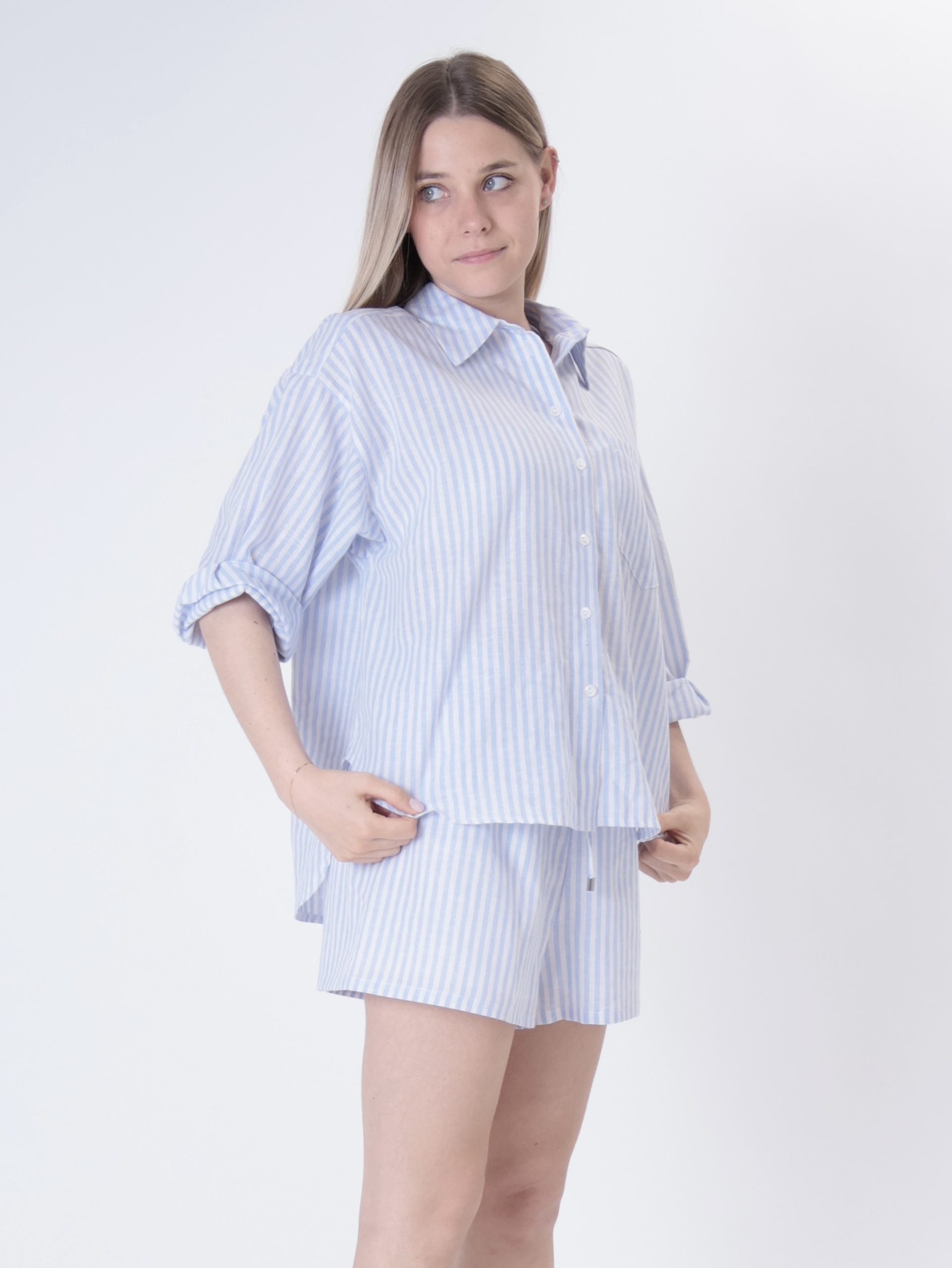 Camicia "summer time" righe celeste