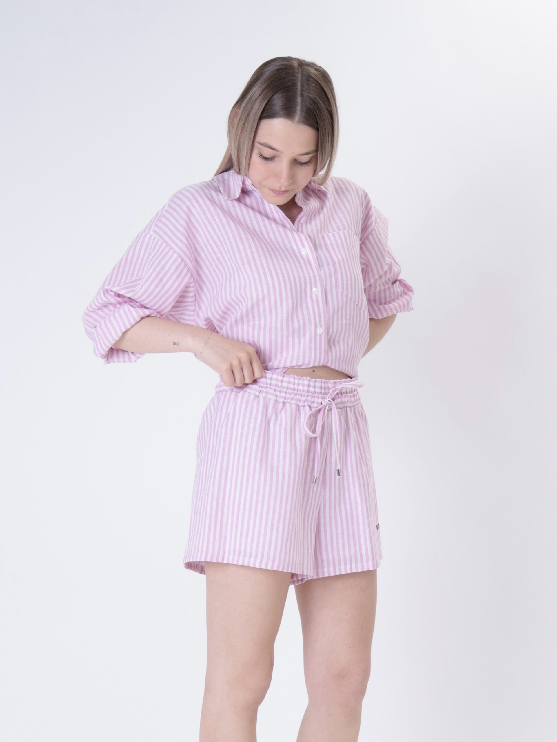 Shorts "summer time" righe rosa