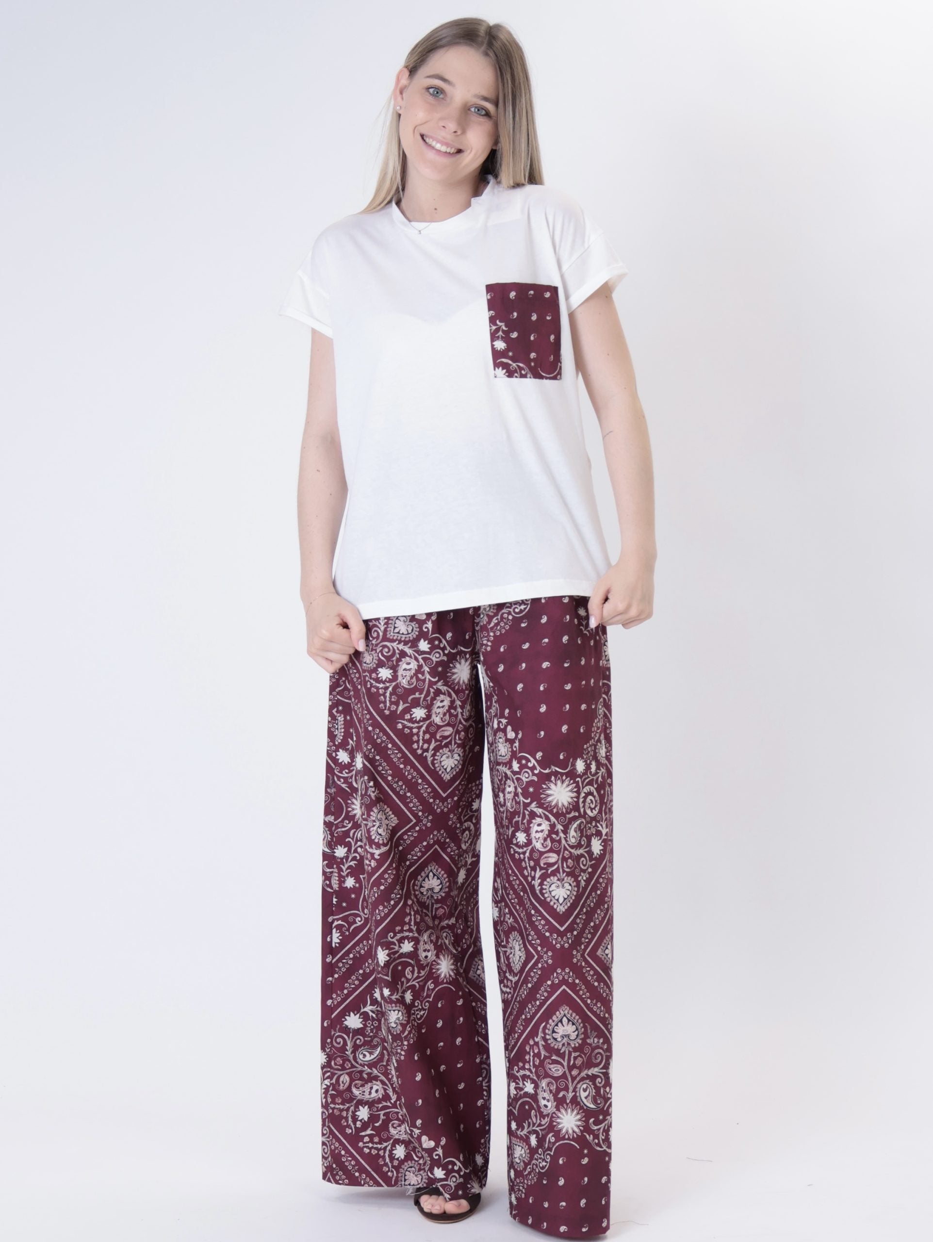 T-shirt risvolto tasca bandana vino