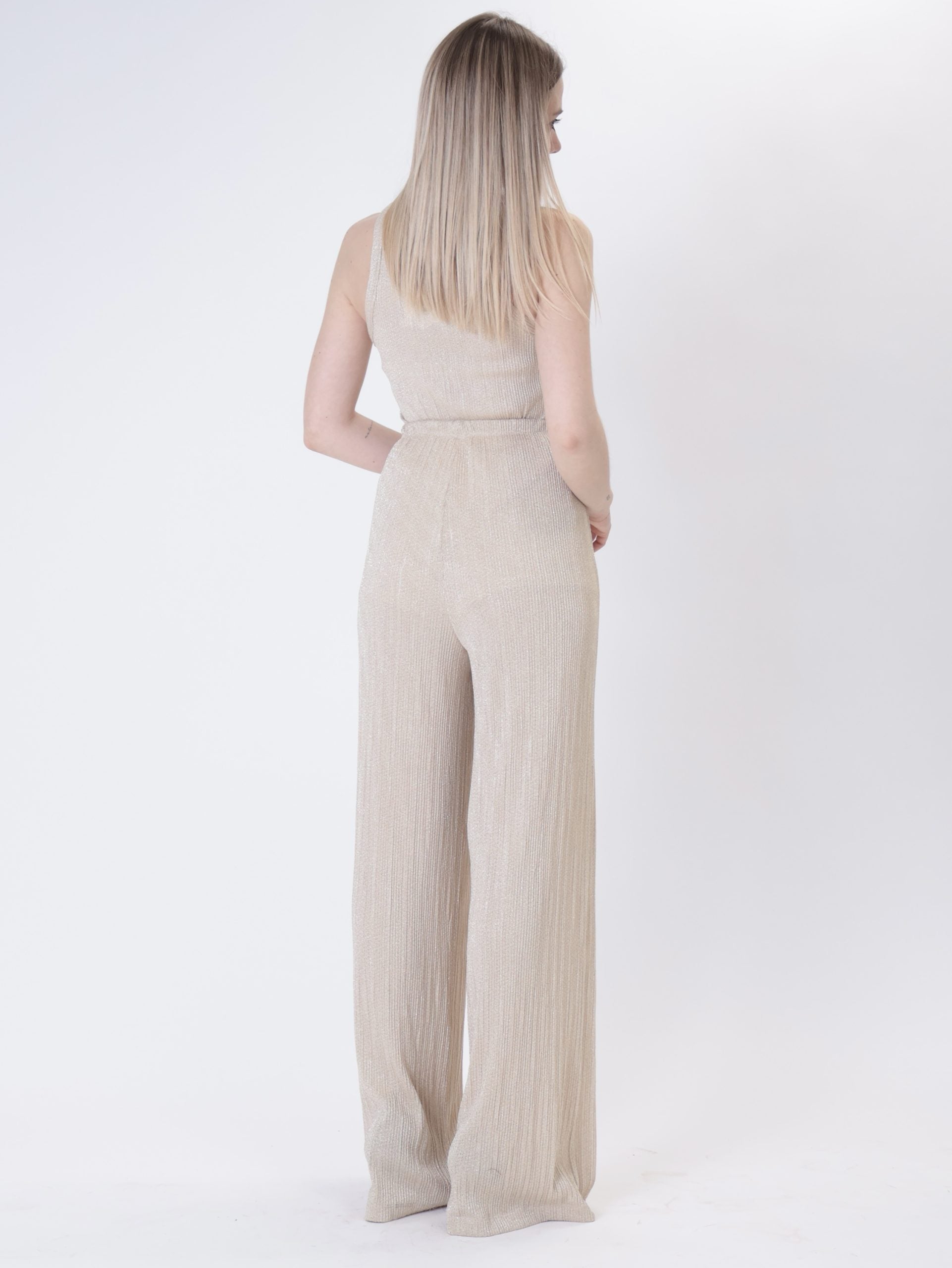 Pantalone lurex righe oro