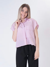 Camicia smanicta riga rosa
