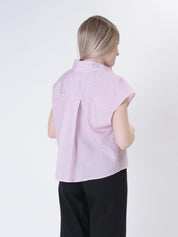 Camicia smanicta riga rosa