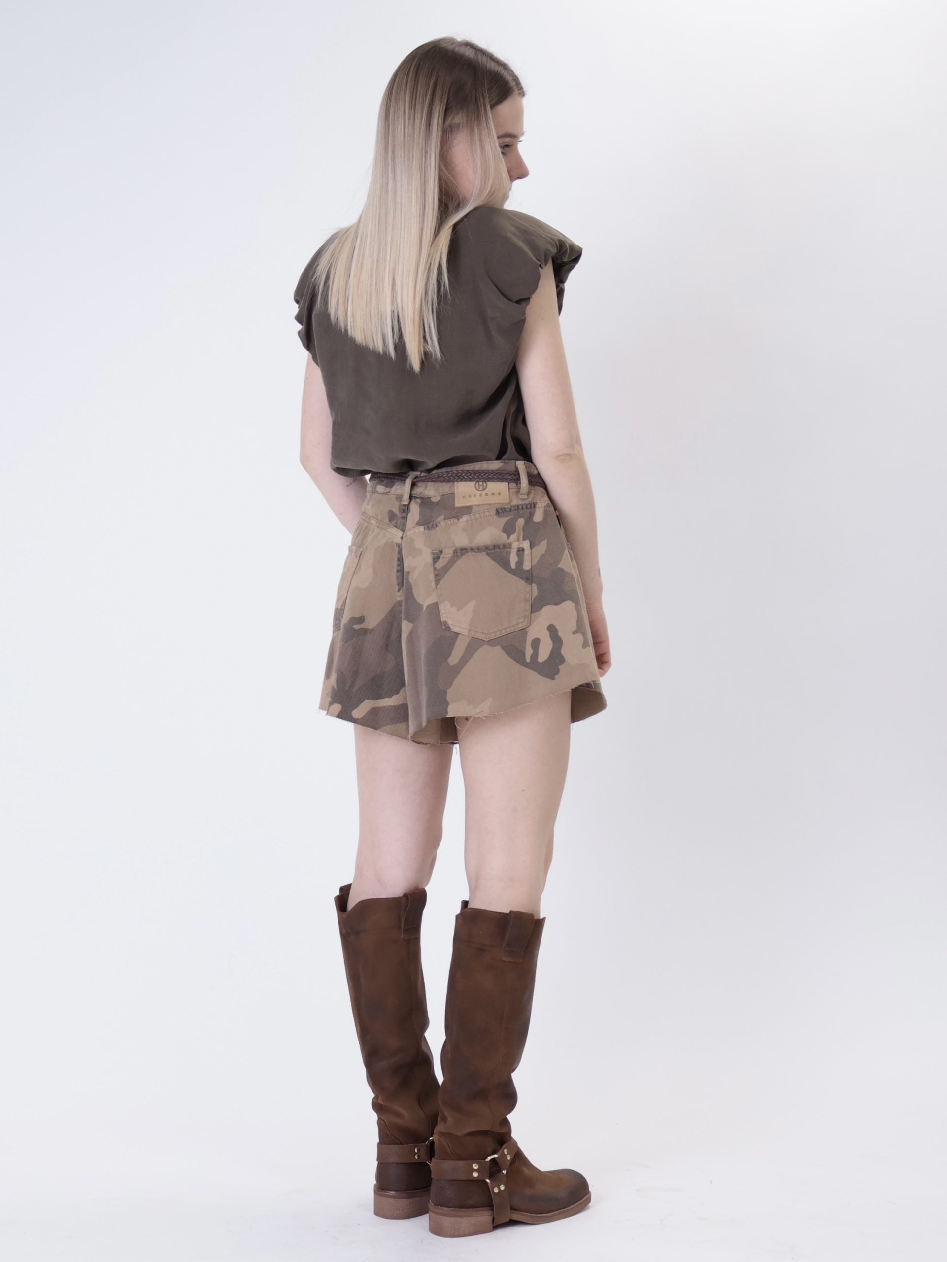 Denim butterfly camo shorts