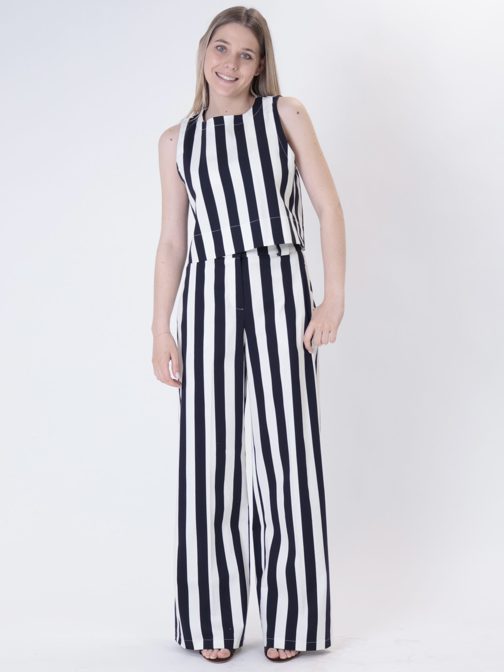 Pantalone greta riga blu