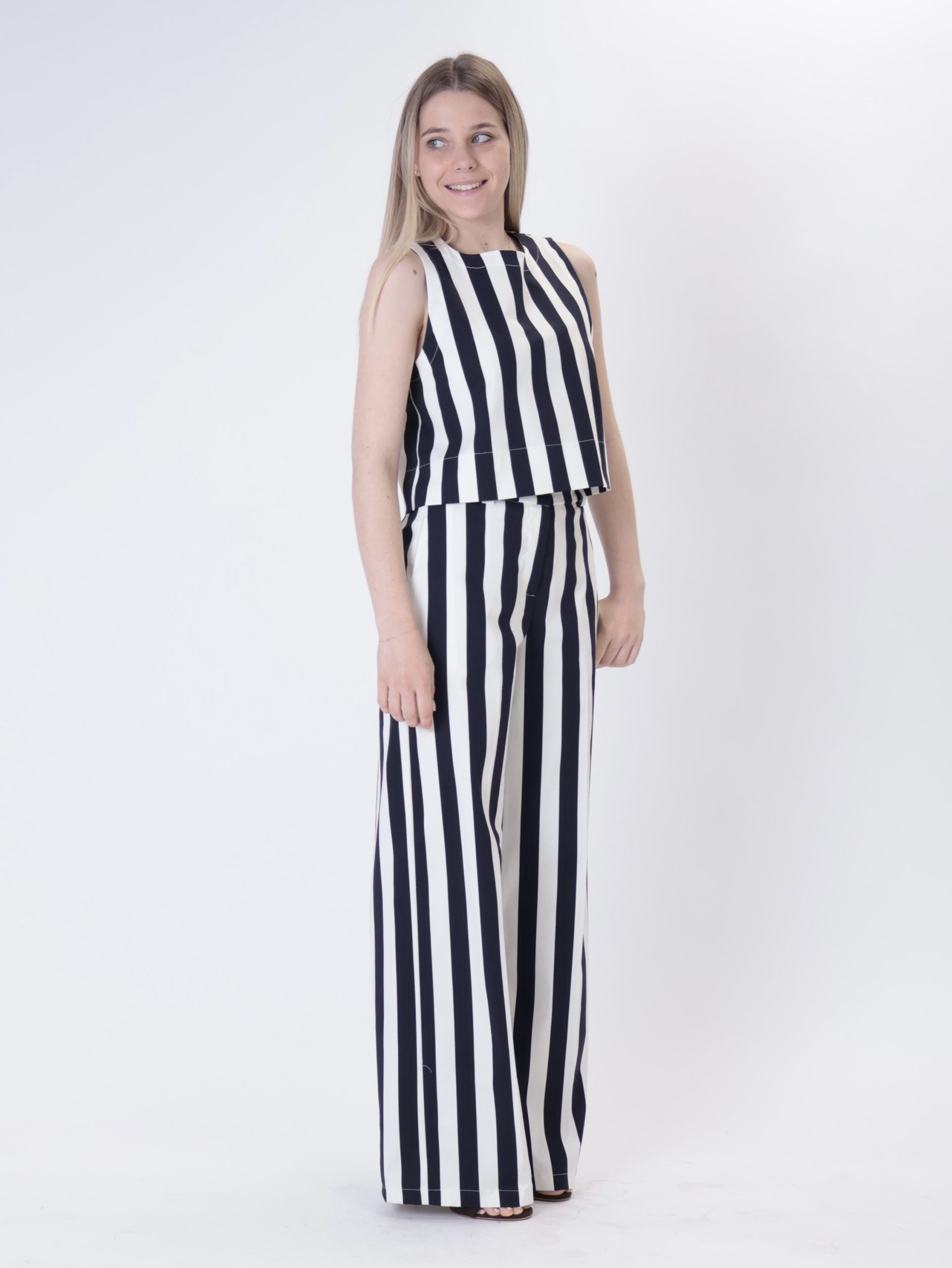 Pantalone greta riga blu
