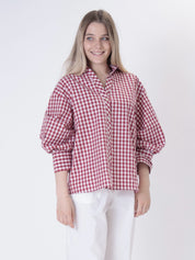 Red gingham back button shirt PREORDER 05/06 SIZE S
