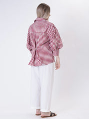 Red gingham back button shirt PREORDER 05/06 SIZE S