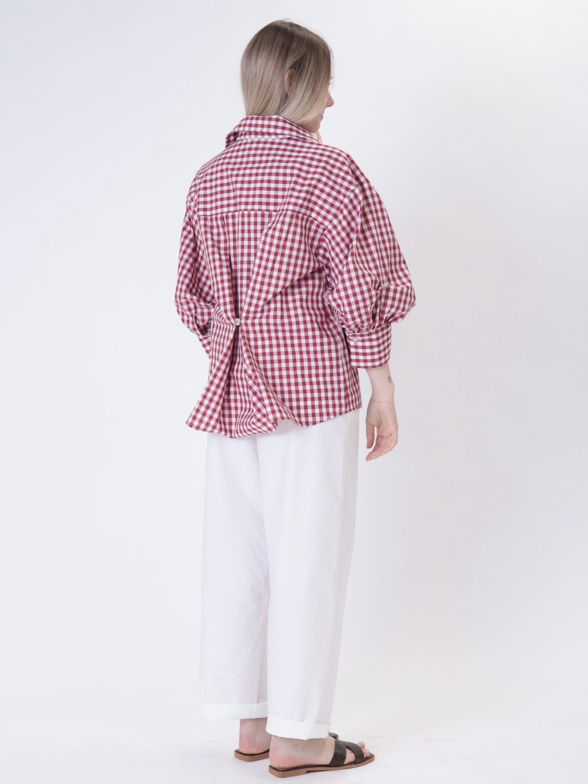 Red gingham back button shirt PREORDER 05/06 SIZE S