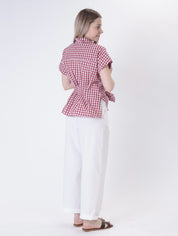 Red vichy sleeveless shirt