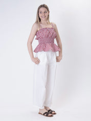 Top spalline  vichy rosso