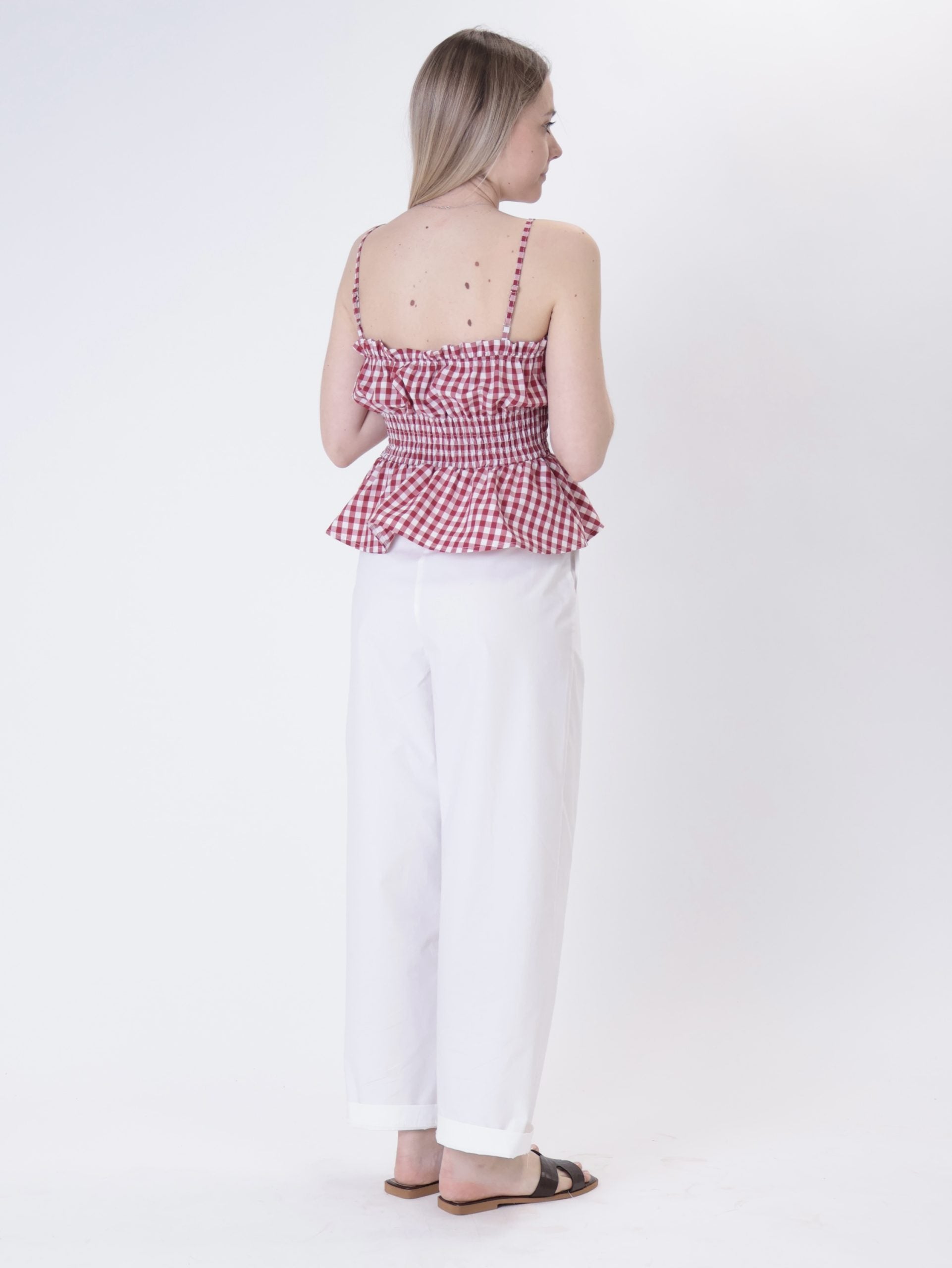 Top spalline  vichy rosso