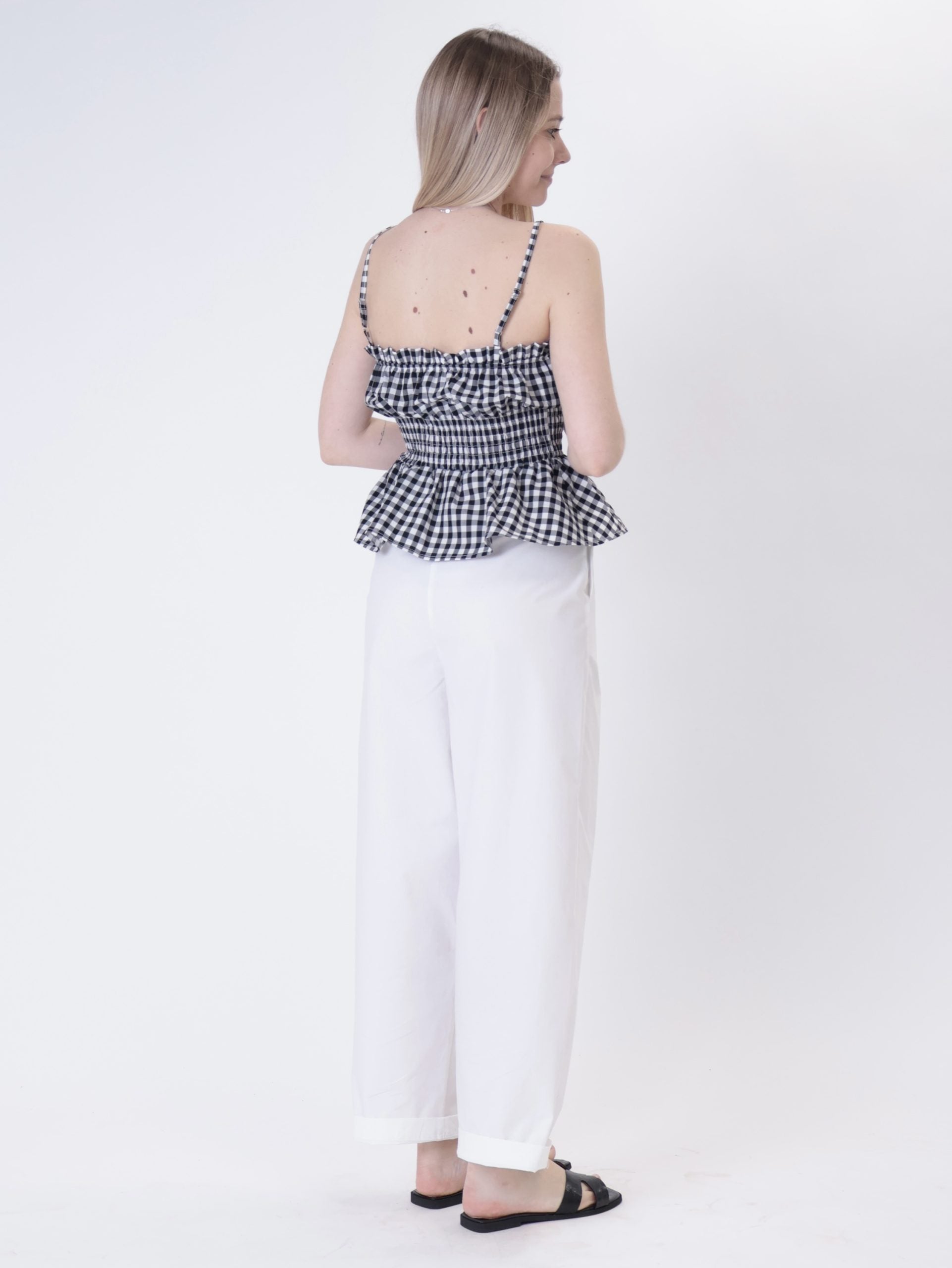 Top spalline  vichy nero