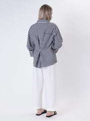 Camicia bottone retro vichy nero