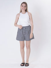 Gingham black shorts
