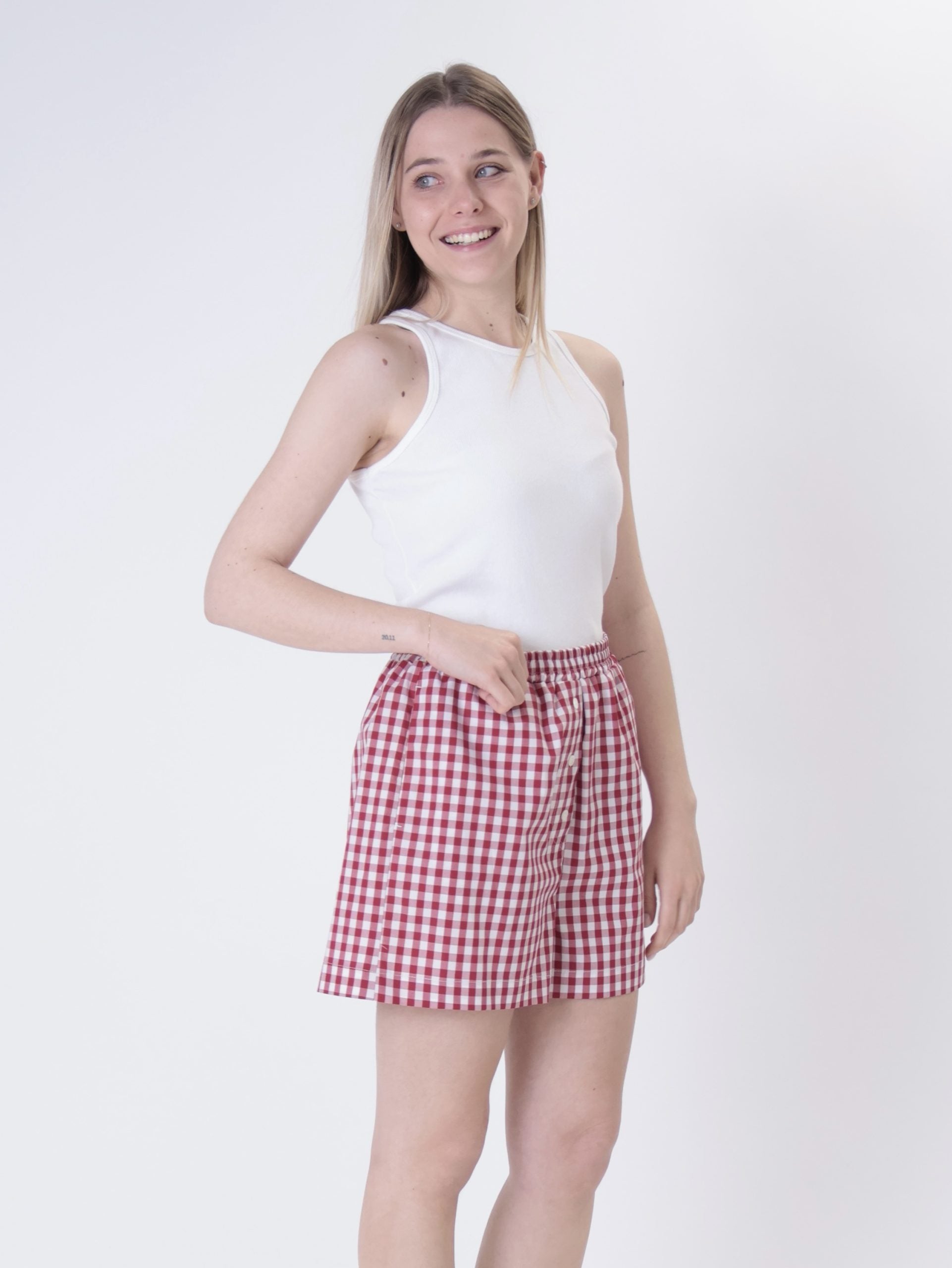 Red gingham shorts