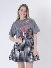 Black gingham tiered skirt