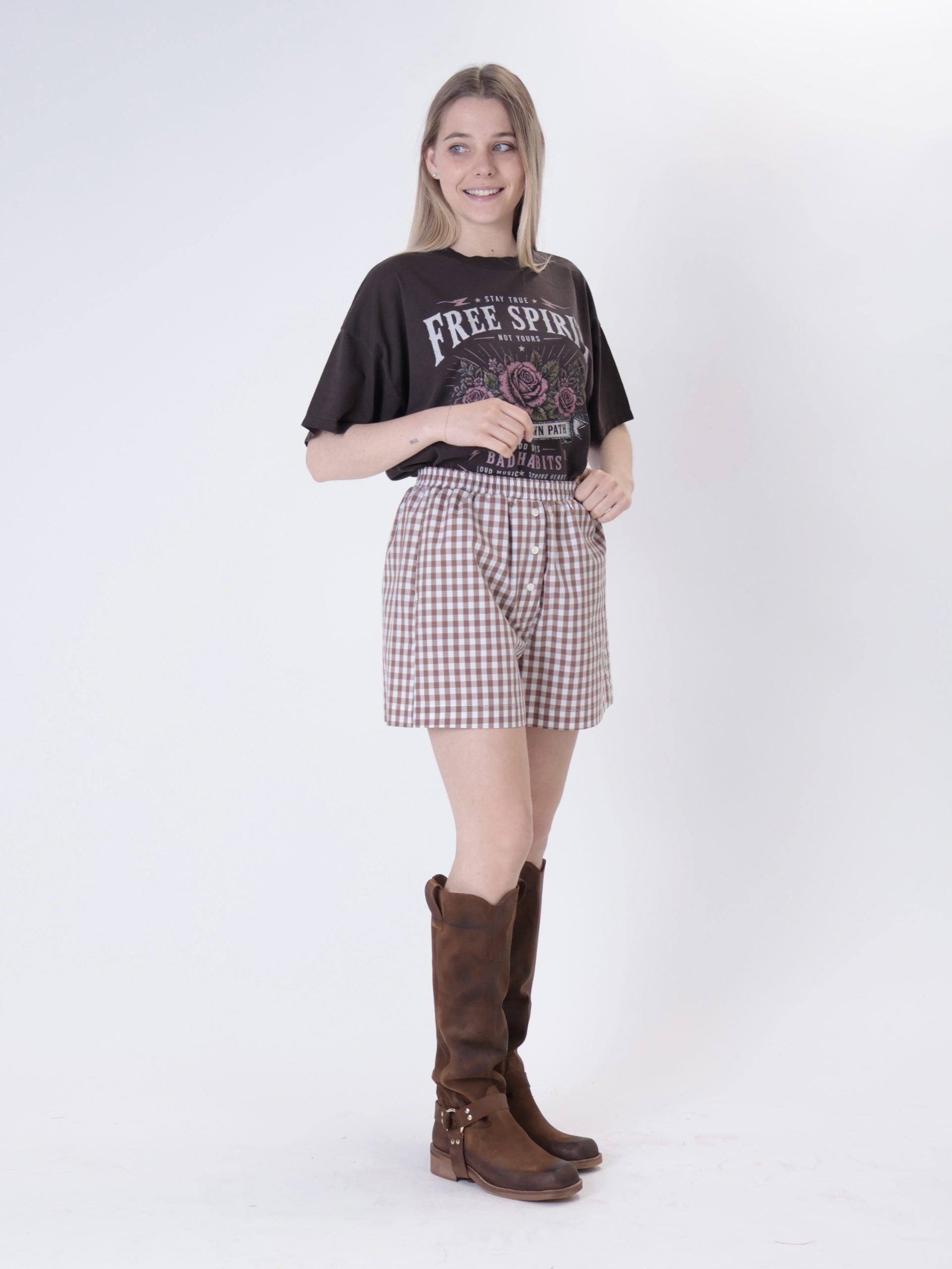 Hazelnut gingham shorts