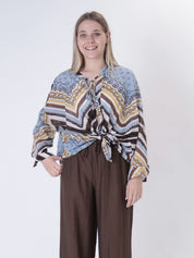 Camicia fantasia celeste/moro