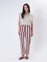 Pantalone lady sigaretta riga bordeaux