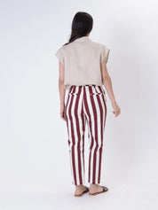 Pantalone lady sigaretta riga bordeaux