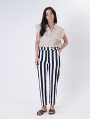 Pantalone lady sigaretta riga blu