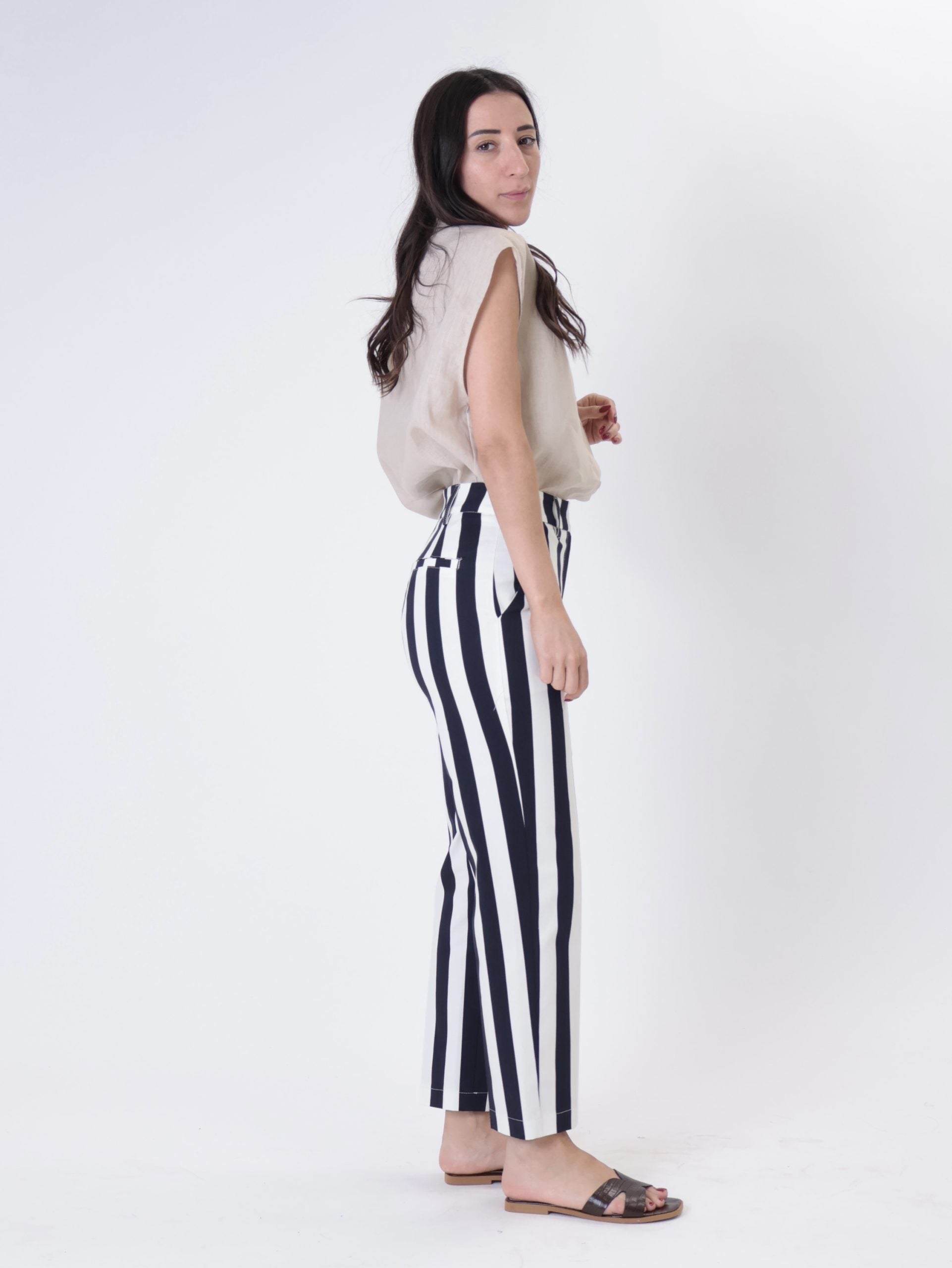 Pantalone lady sigaretta riga blu