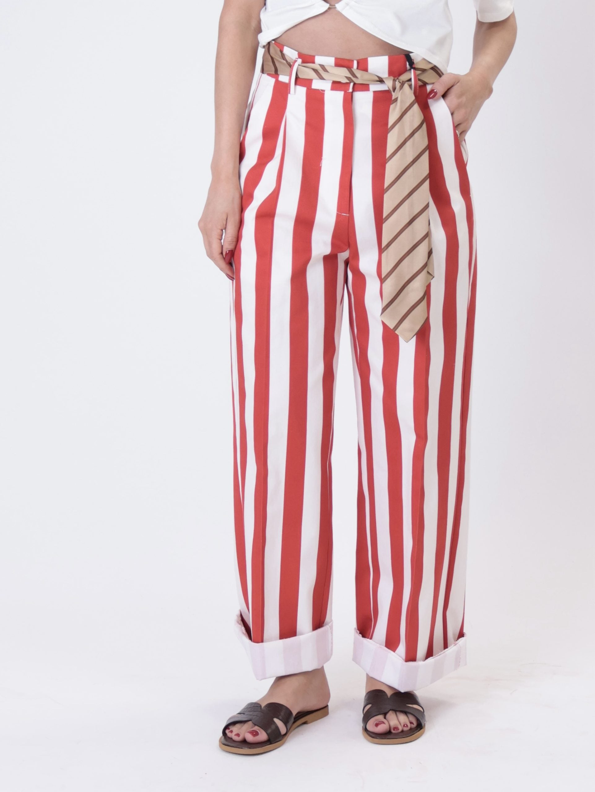 Pantalone righe rosse