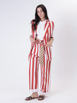 Sleeveless red striped jacket