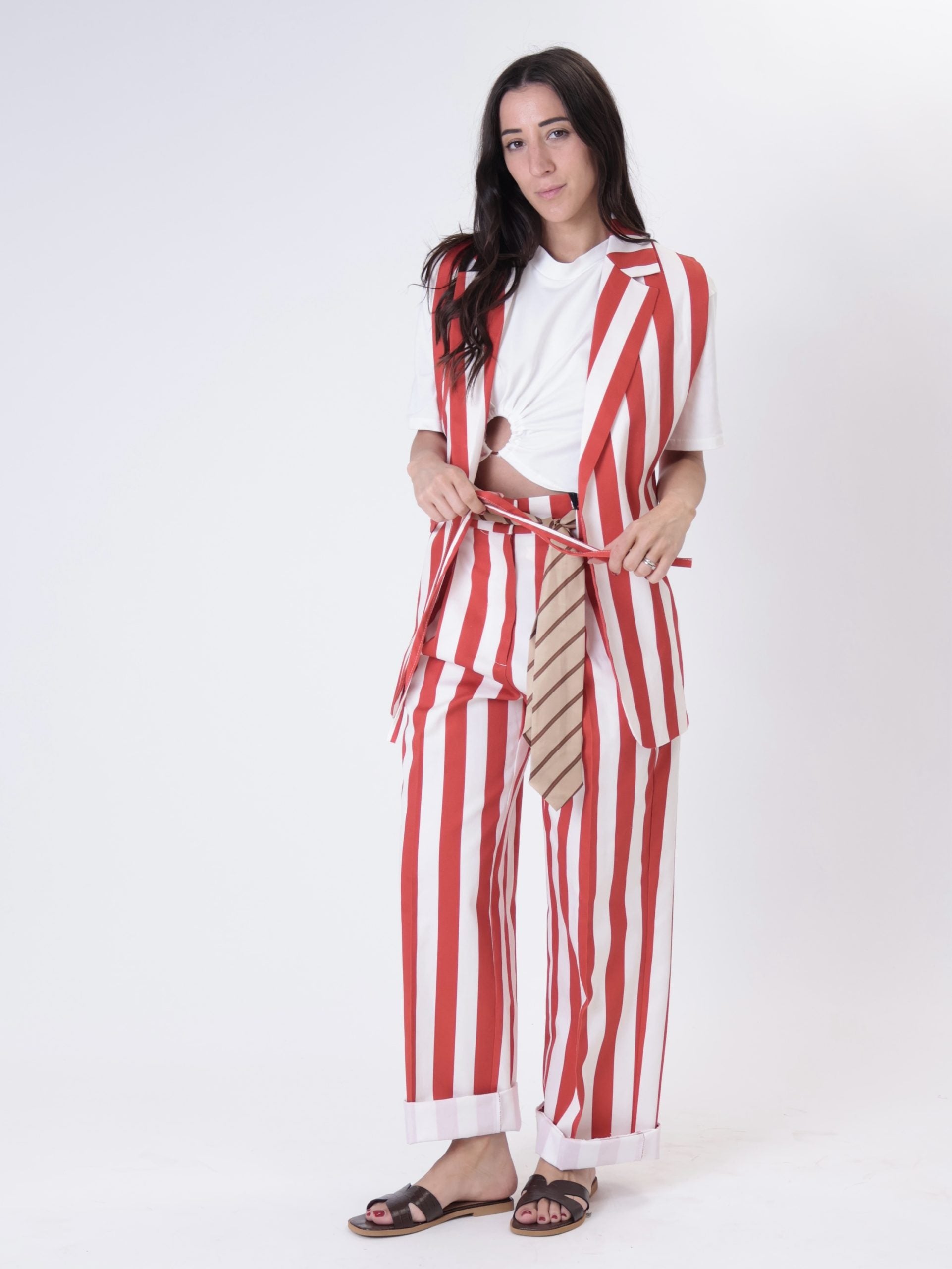 Pantalone righe rosse